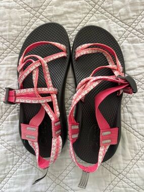 Chaco Pink and Black Strappy Sandals